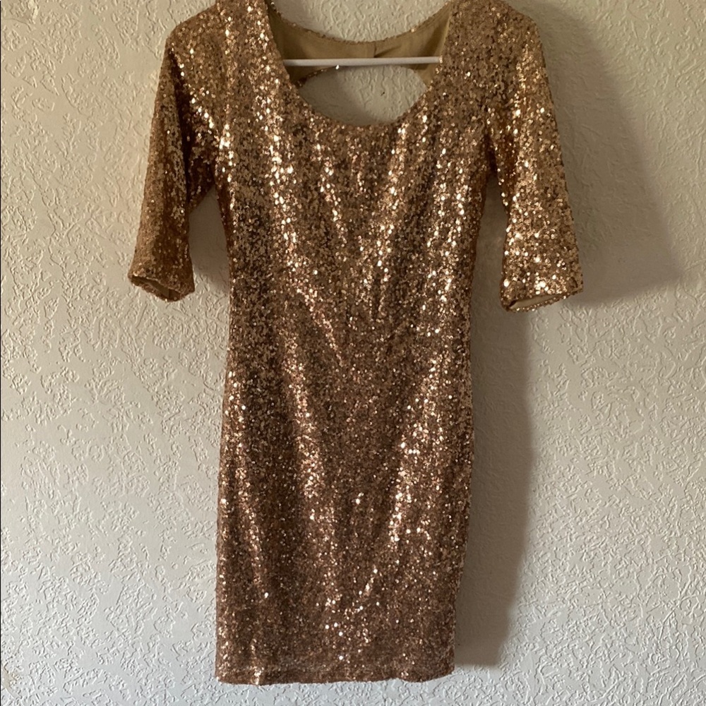 Rue21 Gold Sequin Embellished Mini Dress